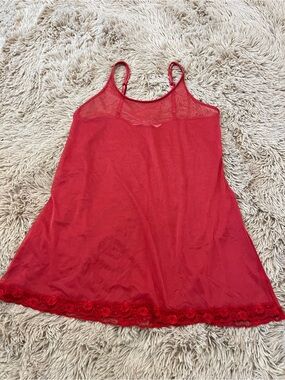 Y2K Victoria's Secret Red Mesh Sheer Slip M Made in USA